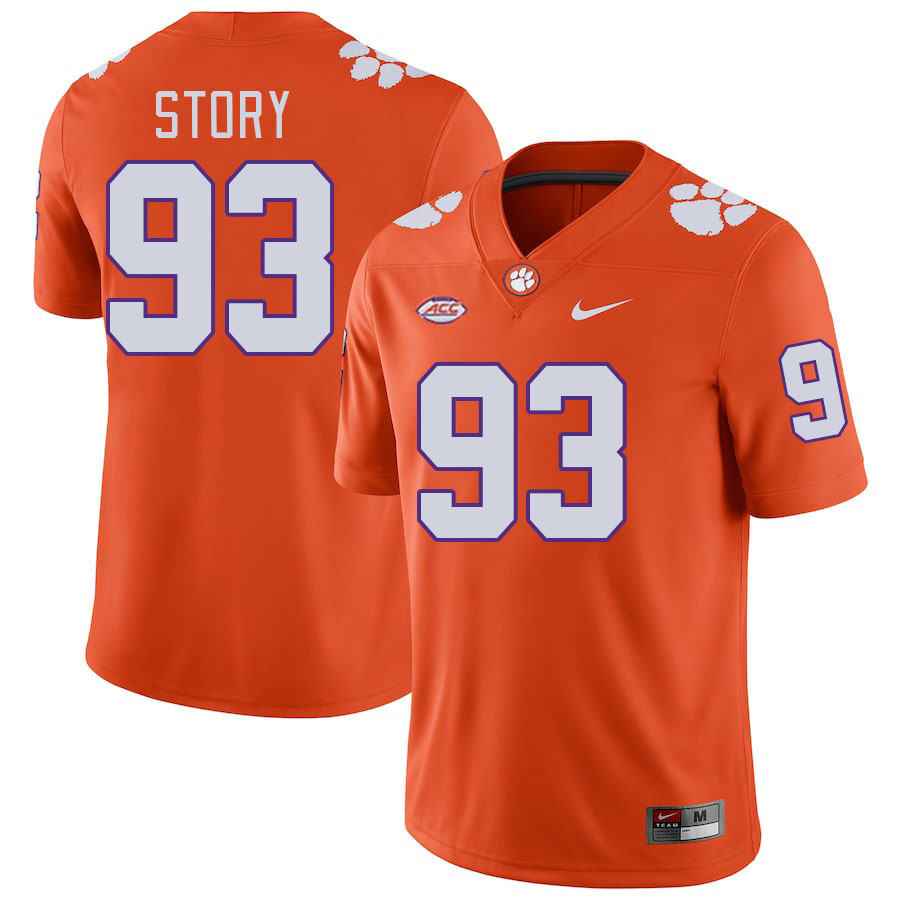 Men #93 Caden Story Clemson Tigers College Football Jerseys Stitched-Orange